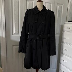 Ralph Lauren Elegant Black Trench Coat Size XL